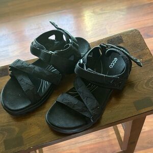 Ecco Black Adjustable Sport Sandals